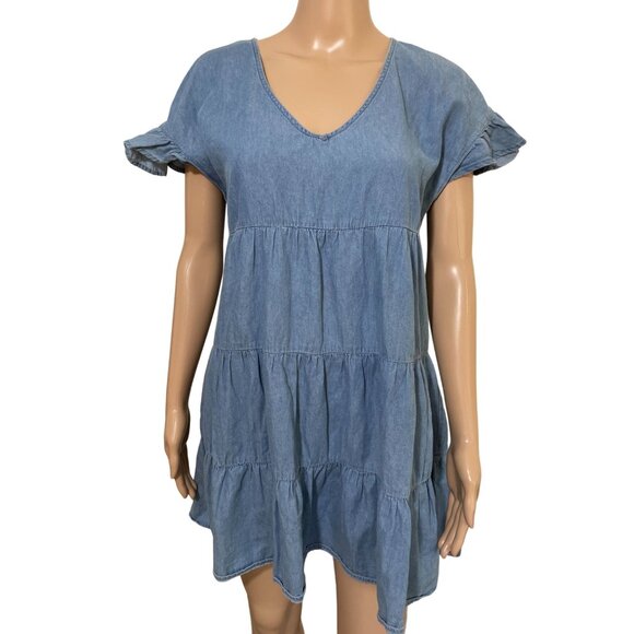 As U Wish Chambray Blue Dress Size Medium - Picture 1 of 3